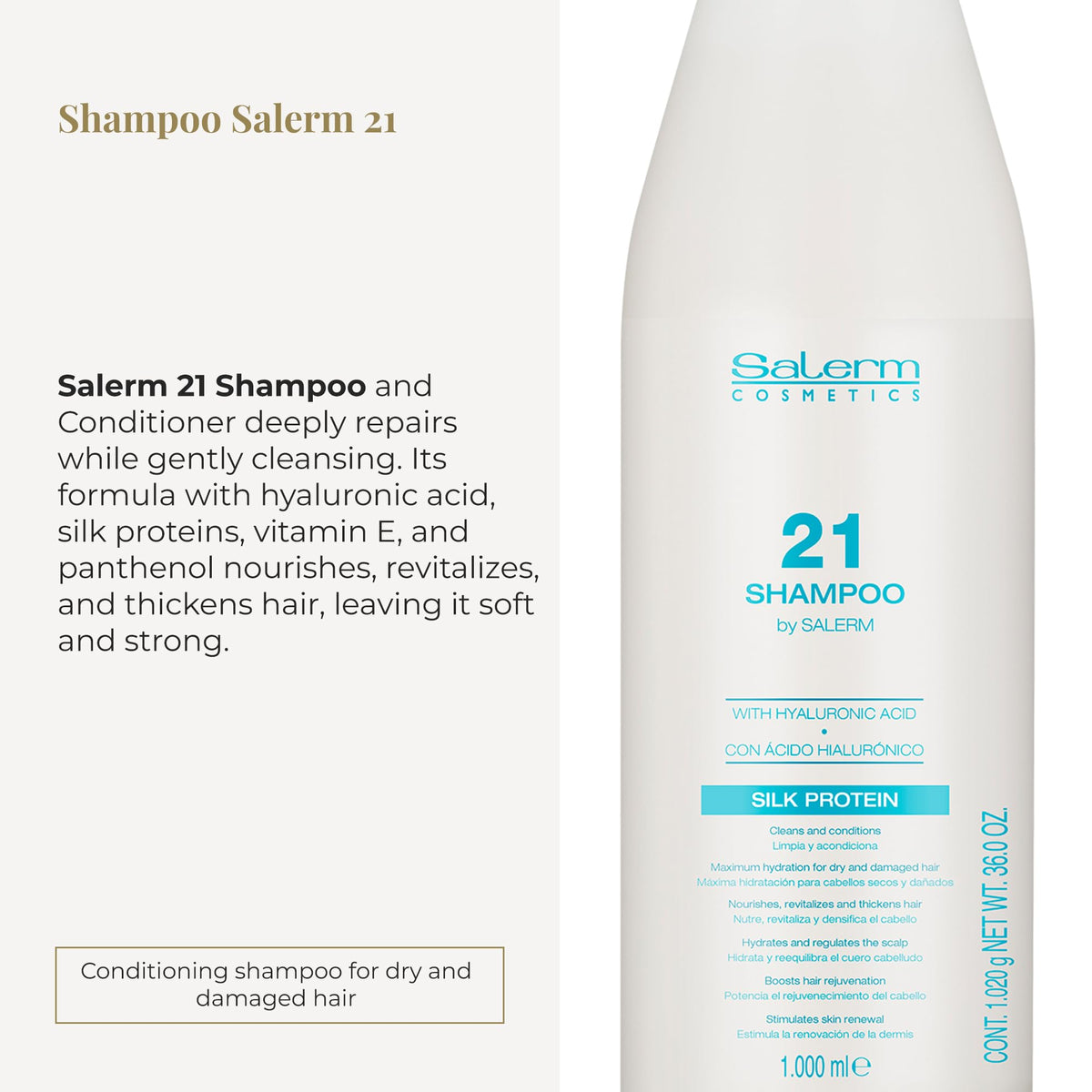 SALERM dispensing pump releasing shampoo for easy application and salon economy