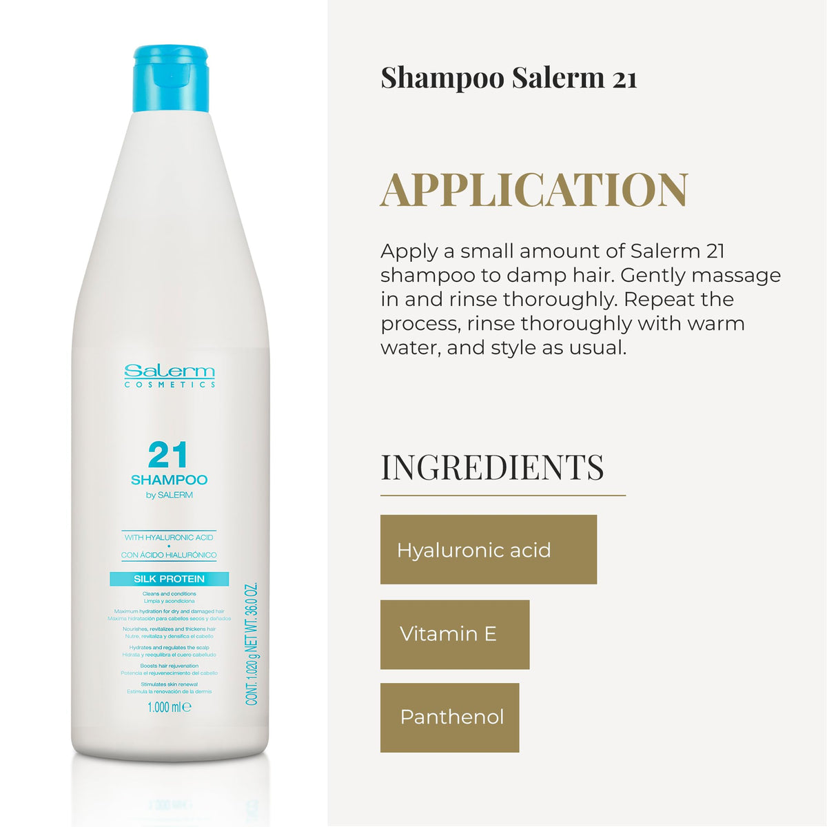 SALERM silk proteins and hyaluronic visual highlighting nourishment and smoothness benefit