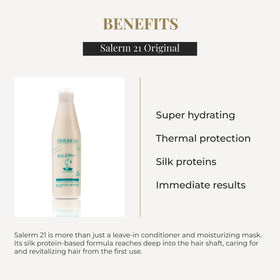 SALERM product in hand being applied to hair for effortless detangling and protection