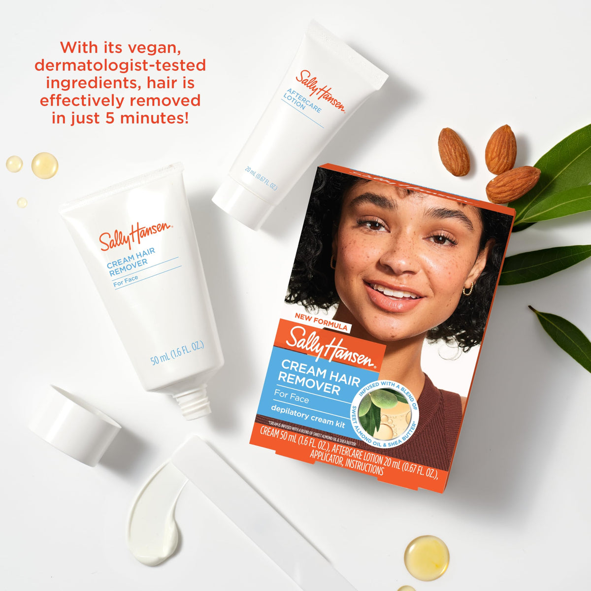 Sally Hansen applicator applying cream to upper lip for precise hair removal