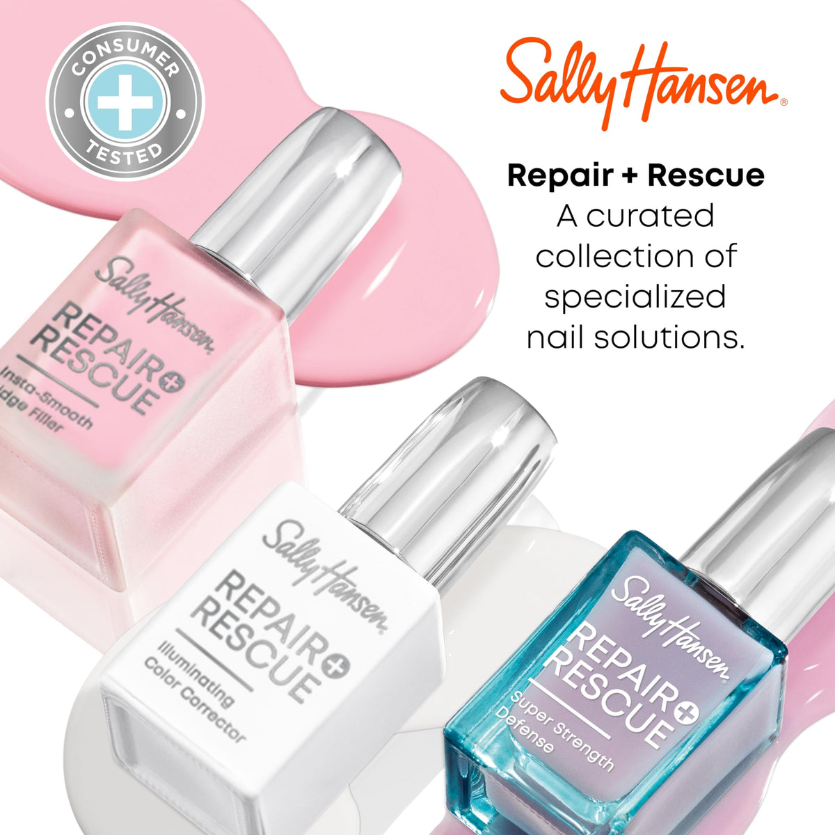 Sally Hansen bottle beside common object showing compact size and convenience