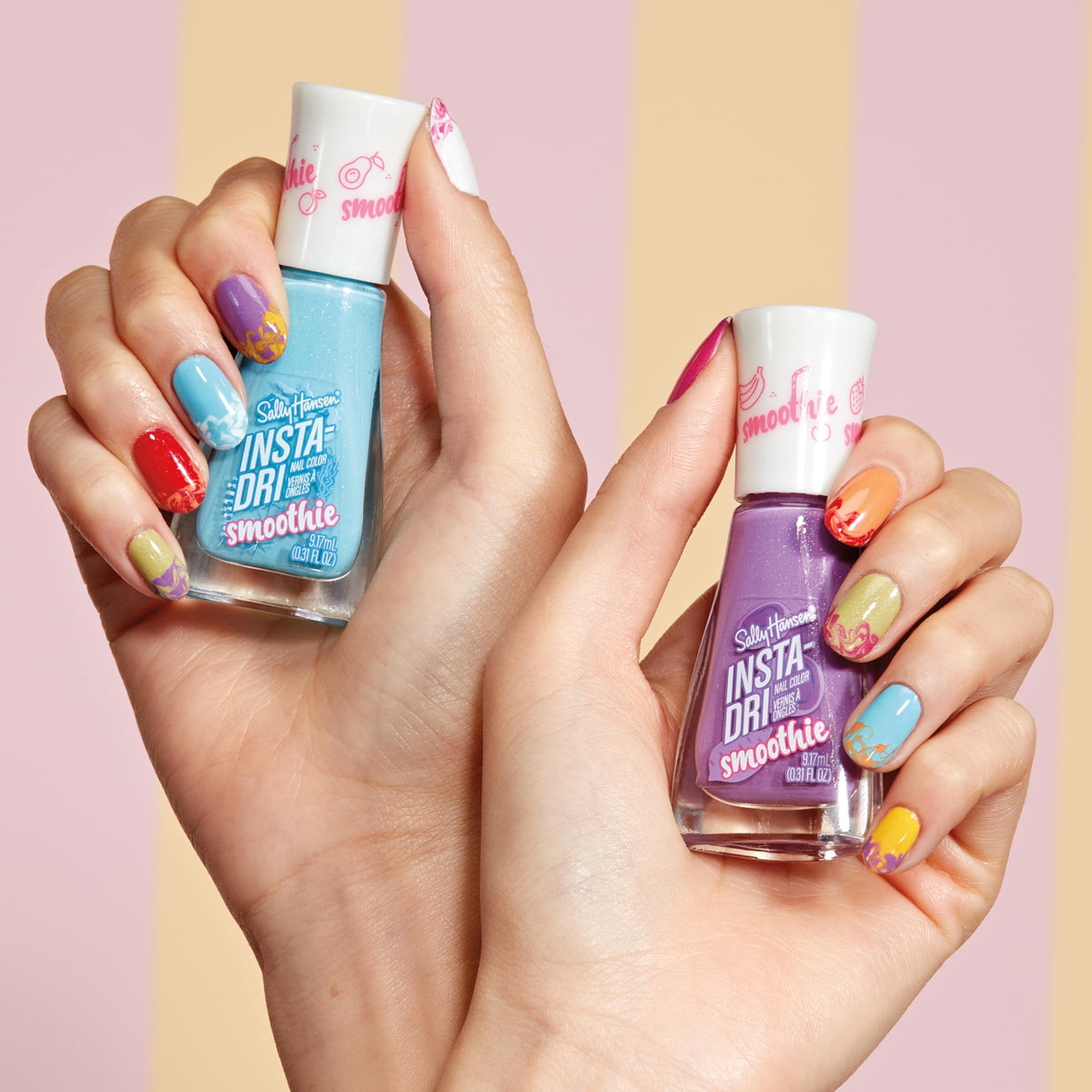 Sally Hansen painted nails with Dragon Fruit Crush showing wearable satin-matte look