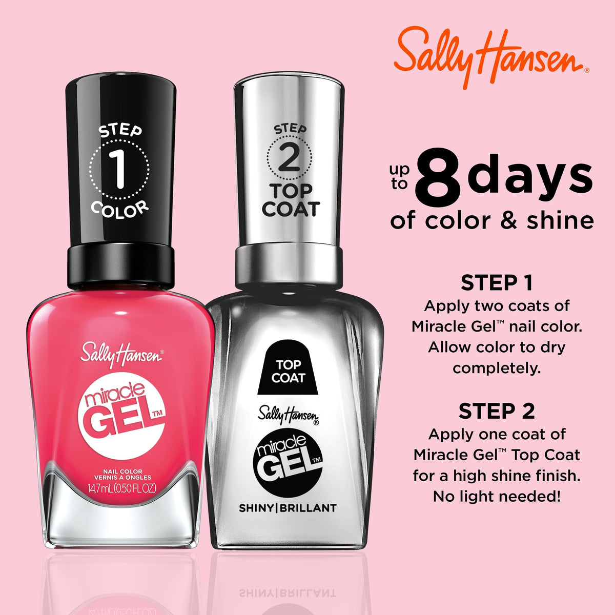 Sally Hansen brush applying Electric Pop for even coverage and quick application