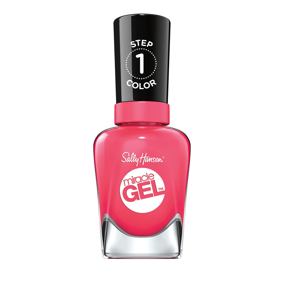 Sally Hansen bottle front view showing Electric Pop hot pink and salon finish