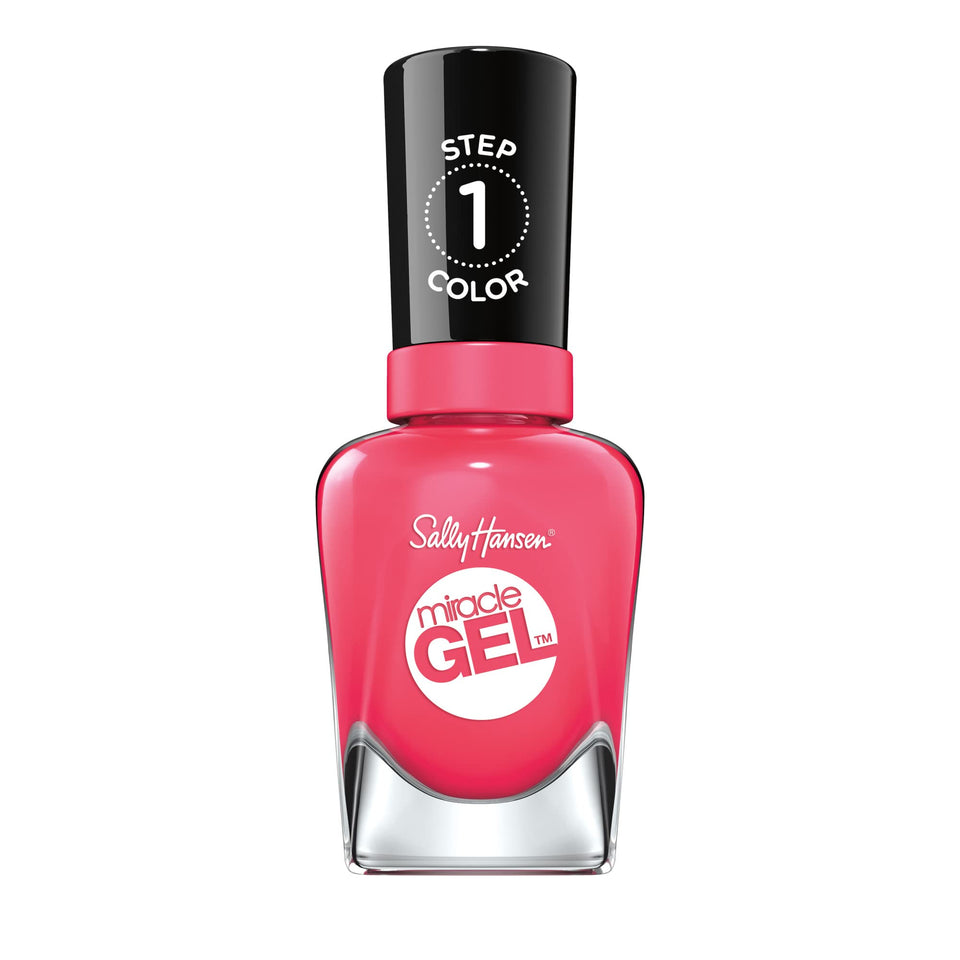 Sally Hansen bottle front view showing Electric Pop hot pink and salon finish