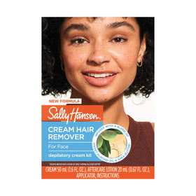 Sally Hansen front packaging of face hair remover kit showing contents and benefits