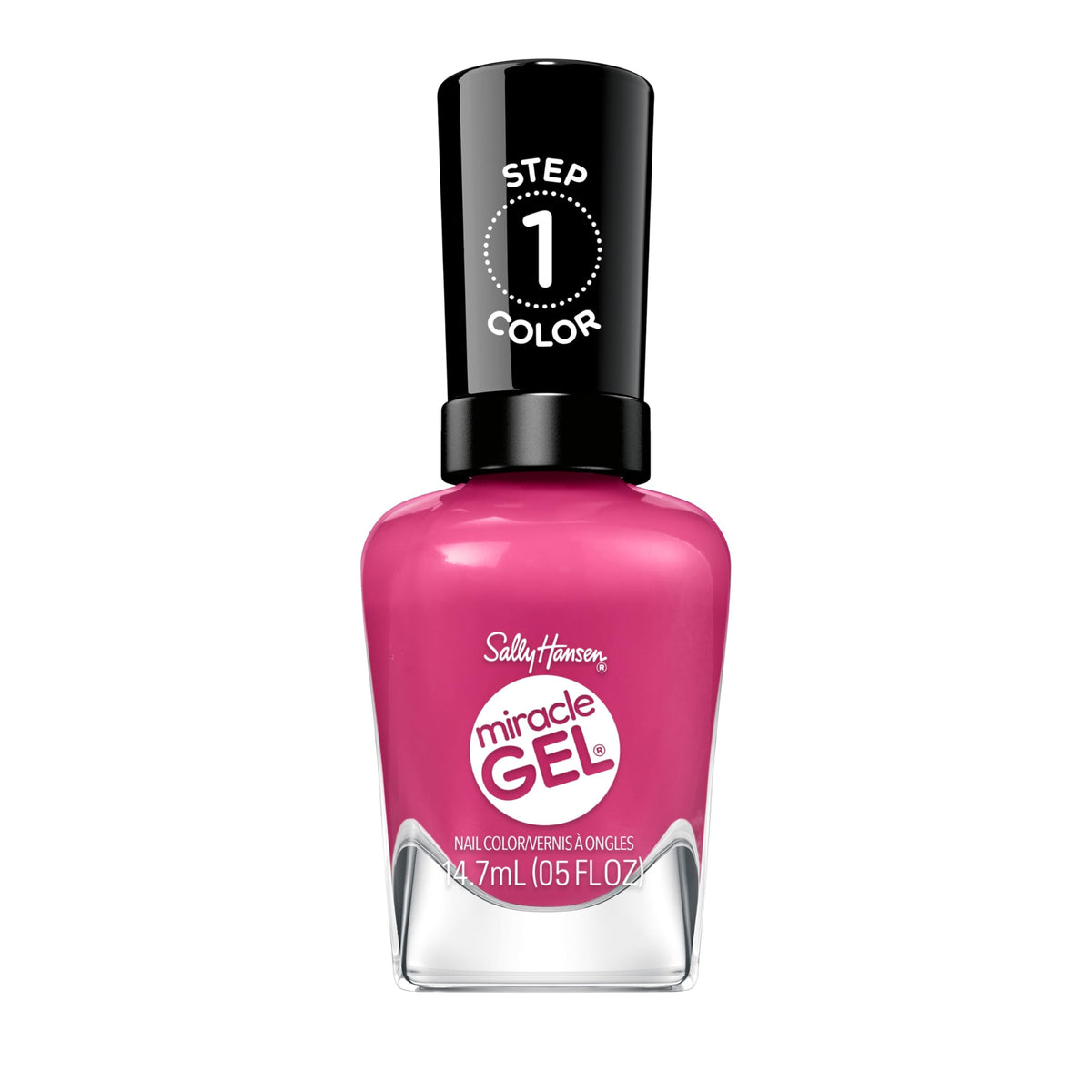 Sally Hansen front packaging showing Work Hard, Play Pink and two-step system benefit