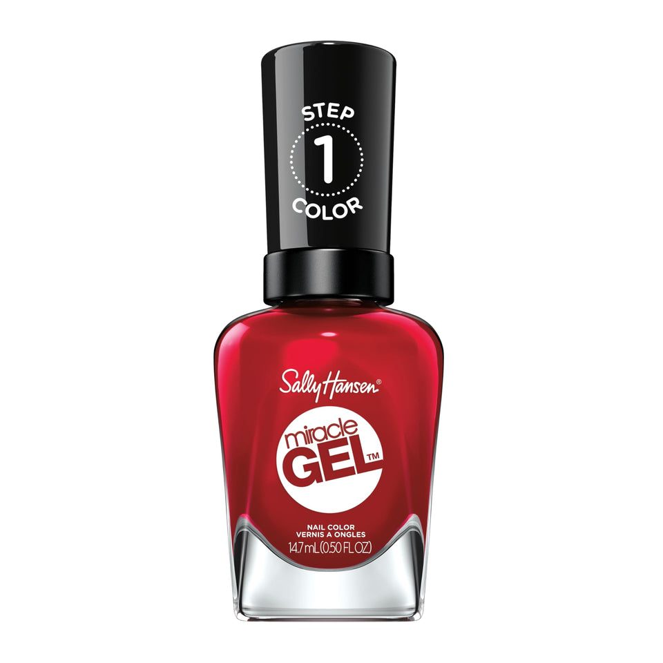 Sally Hansen front packaging showing Rhapsody Red and benefits