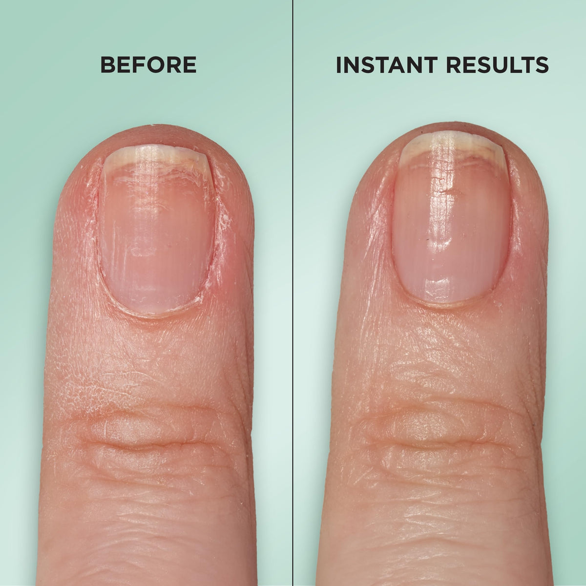 Sally Hansen clear serum texture drop illustrating fast-drying, lightweight finish