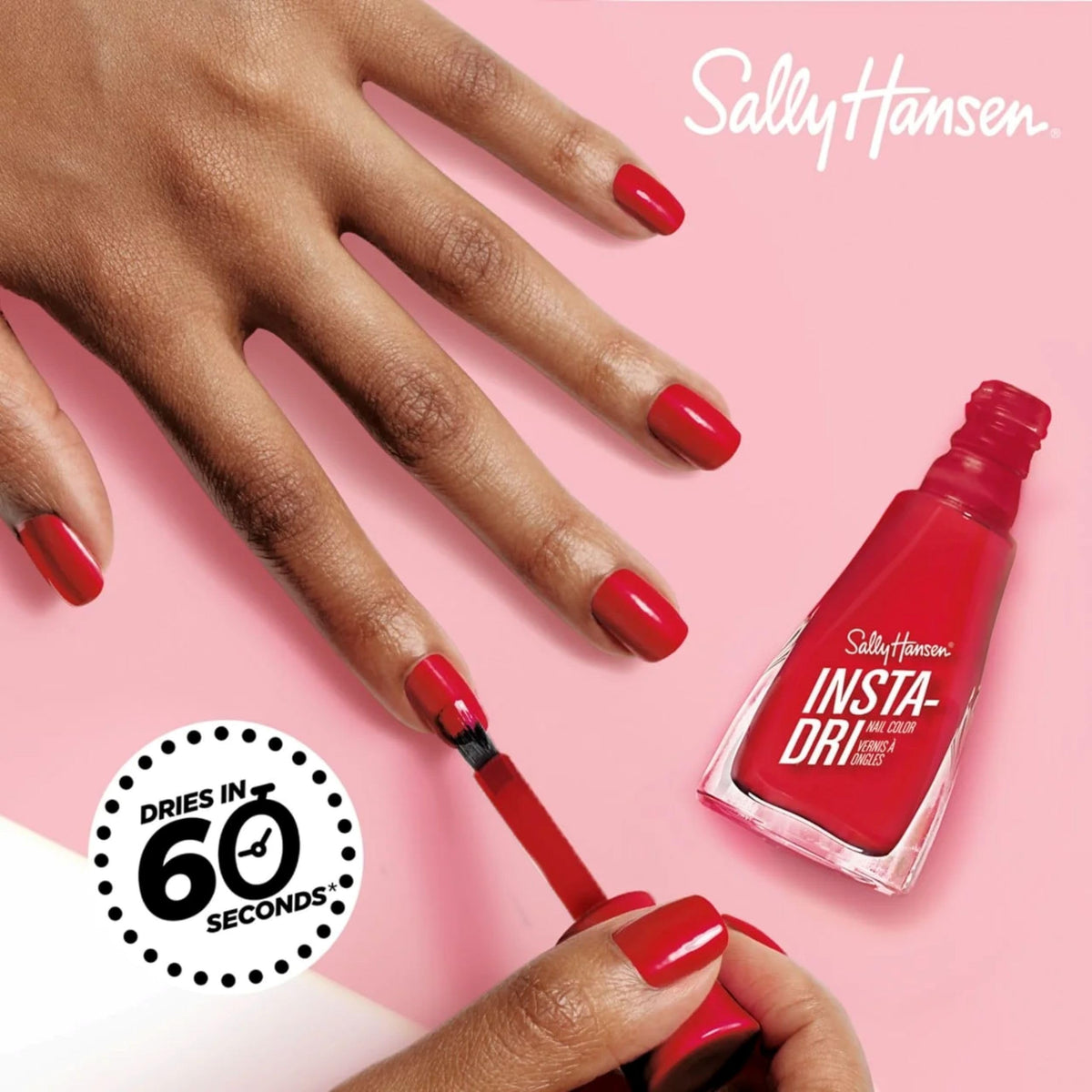 Sally Hansen bottle angle emphasizing crystal-like shimmer and holographic effect