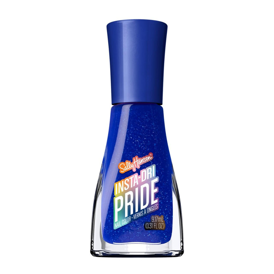 Sally Hansen bottle front showing true cobalt blue and quick‑dry benefit