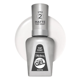 Sally Hansen matte top coat bottle front view showing label and easy-grip cap benefit