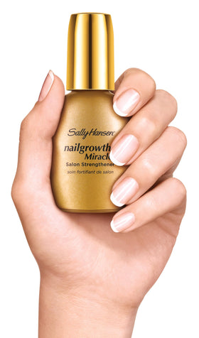 Sally Hansen bottle label close-up highlighting soy, keratin and collagen