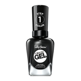 Sally Hansen bottle front view showing onyx-pected black and glossy finish