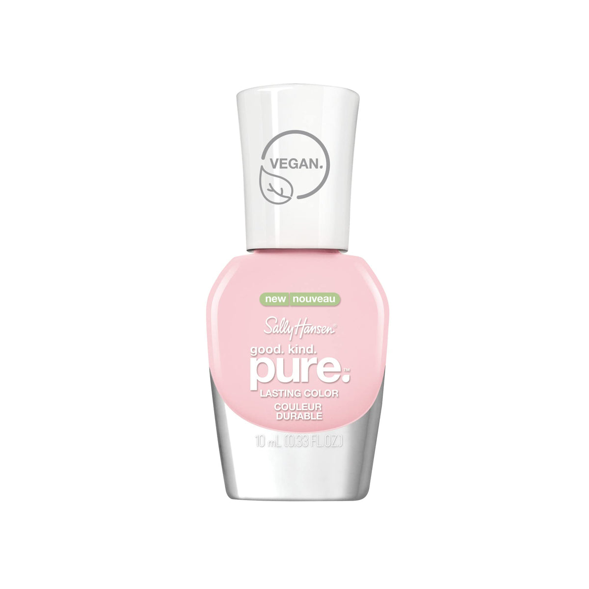 Sally Hansen front packaging showing sheer pink bottle and glossy finish benefit