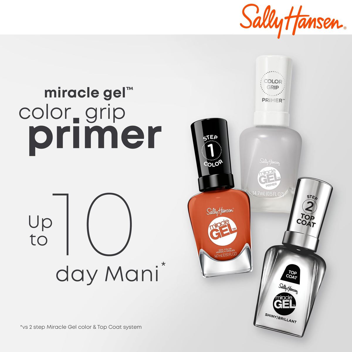 Sally Hansen primer brush applying thin coat to nail for even base and better adhesion