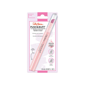 Sally Hansen pen front packaging showing compact 2-in-1 cuticle tool and benefits