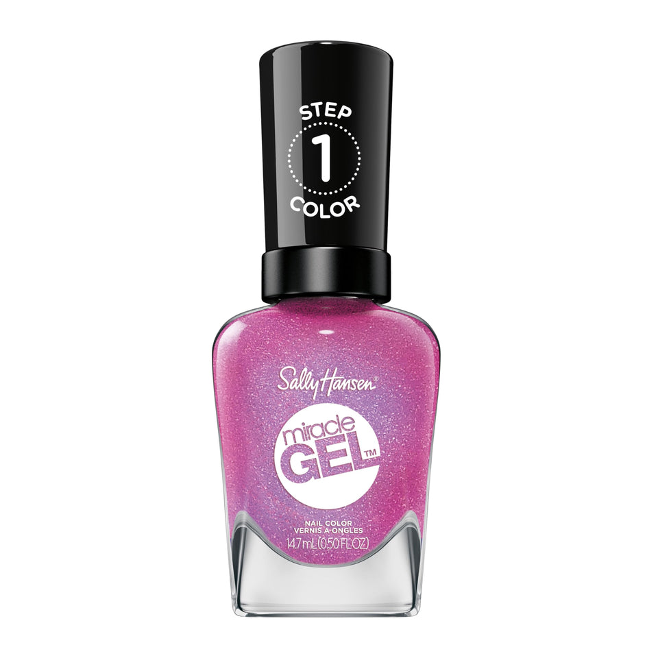 Sally Hansen bottle front view showing fuchsia Quartz And Kisses and brand clarity