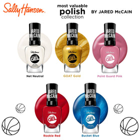 Sally Hansen Rookie Red close-up of bottle label highlighting collaboration branding benefit