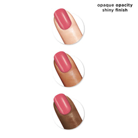 Sally Hansen polish stroke on white showing smooth texture and quick-dry quality