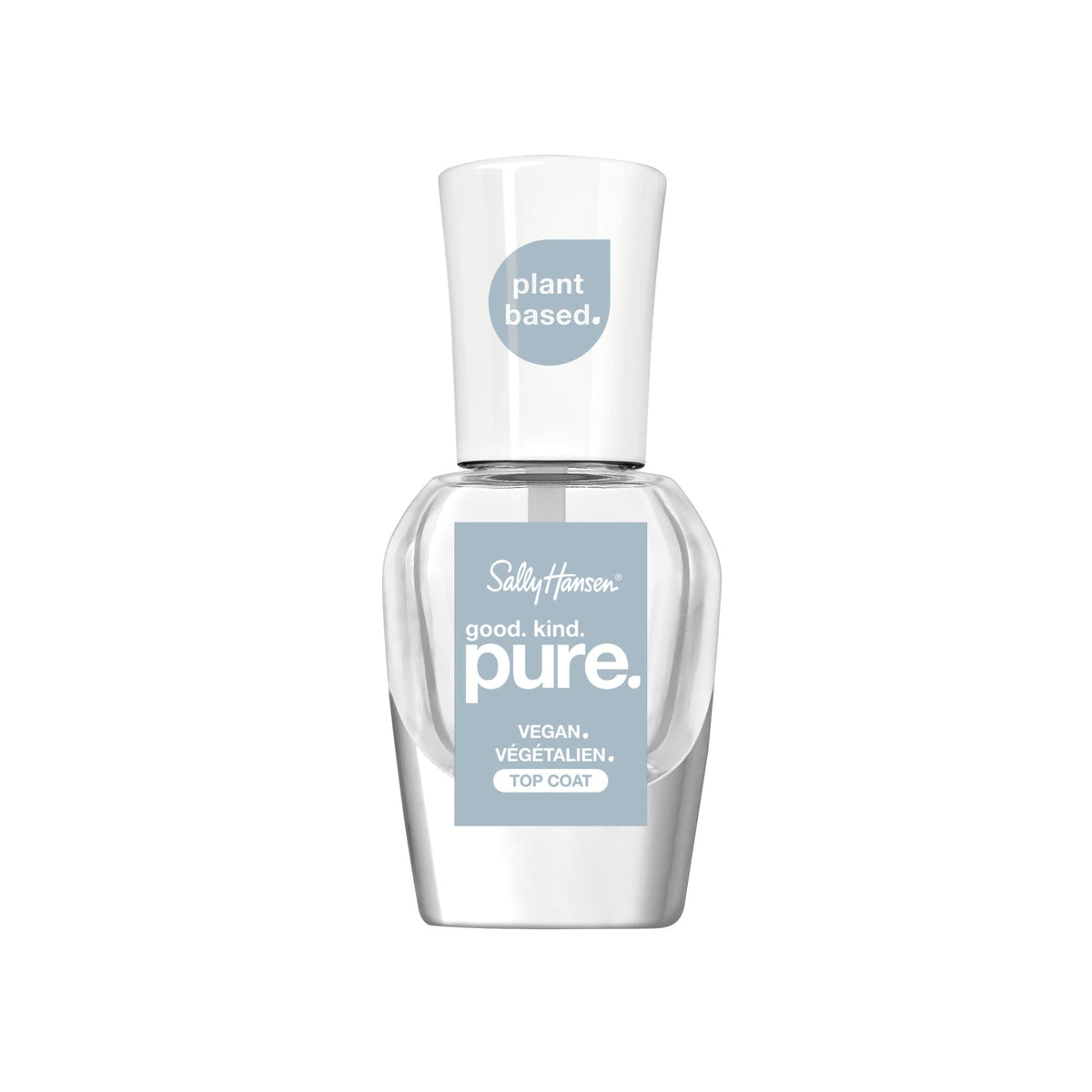 Sally Hansen top coat front bottle showing clean vegan packaging and gloss benefit