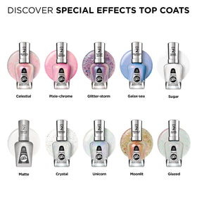 Sally Hansen Unicorn top coat bottle next to coin for size and portability