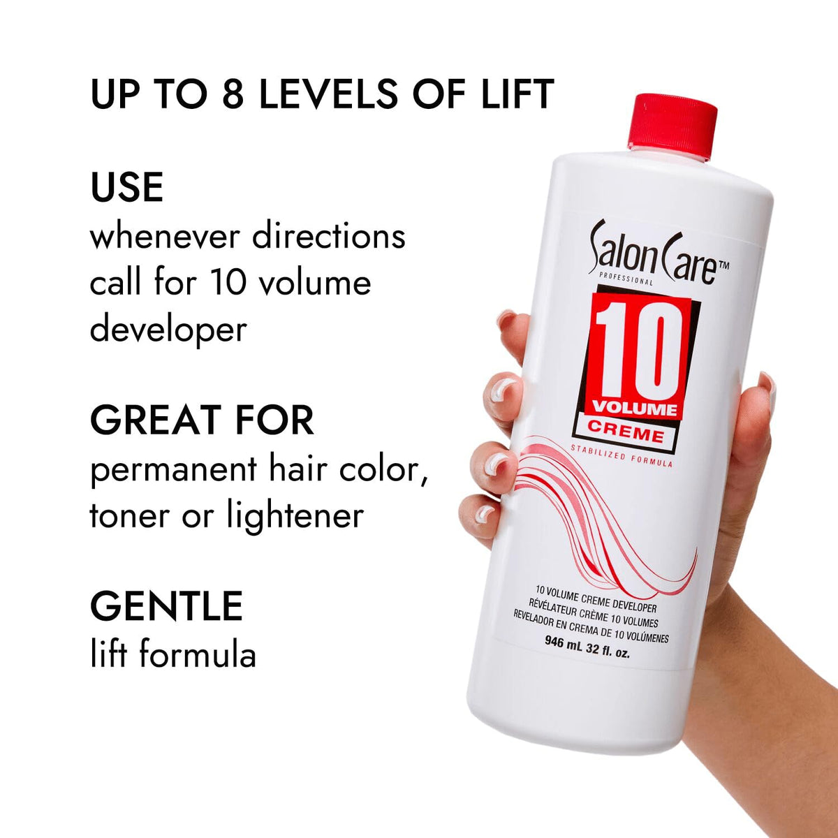 Salon Care developer being poured demonstrating controlled measurement and mixing benefit