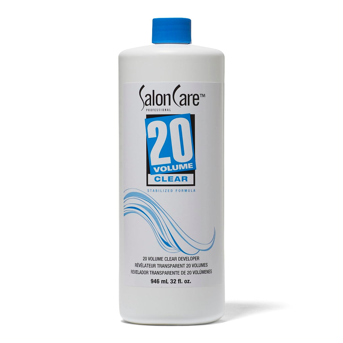 Salon Care 20 Volume clear developer front bottle showing product benefit predictable results