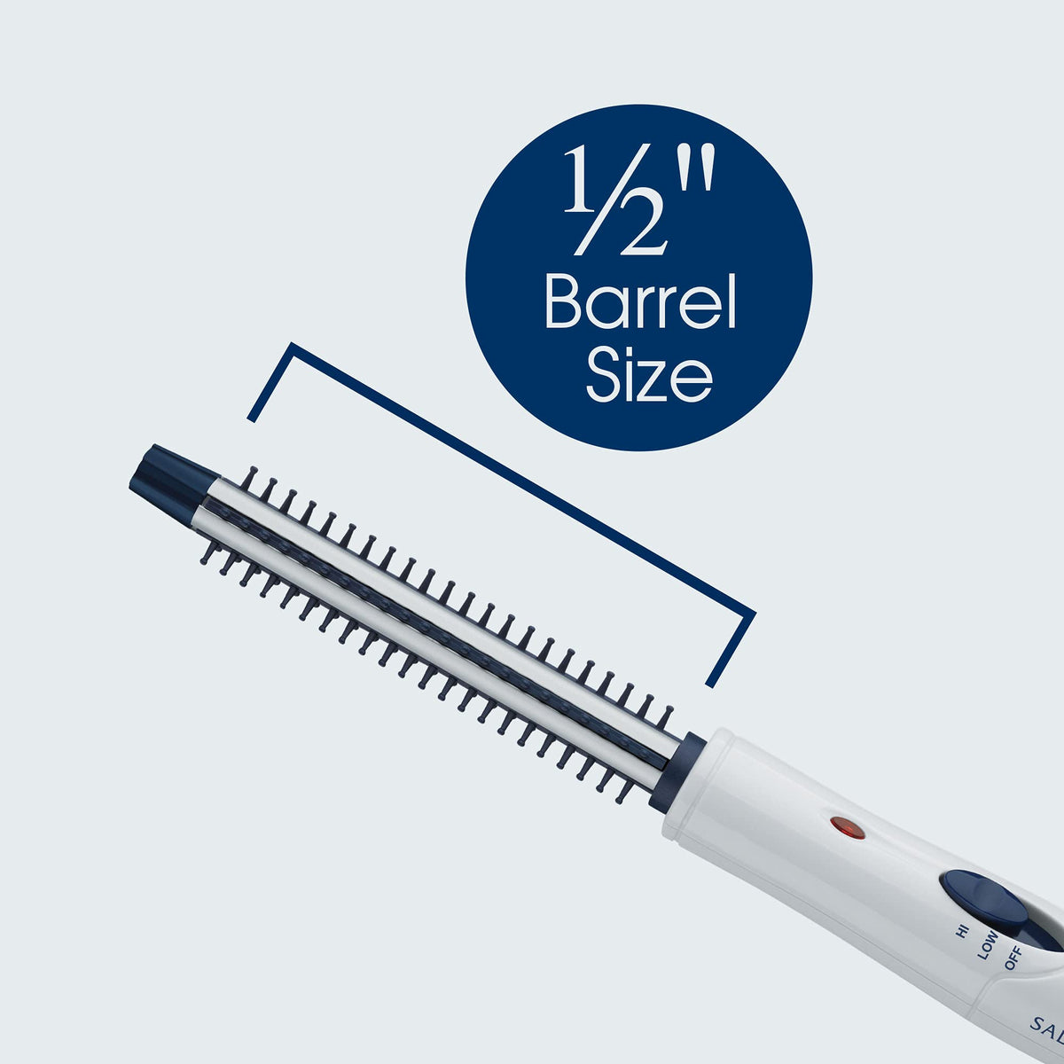 Salon Edition close-up of 1/2 inch barrel with soft ball-tipped bristles for gentle grip