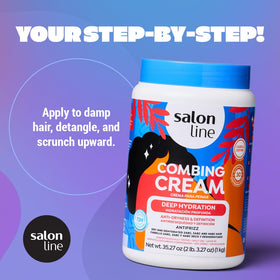Salon Line being applied to damp curls to hydrate and improve manageability