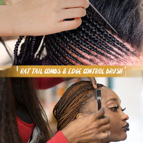 SALON SILK braiding comb and loc comb displayed for neat braids and maintenance