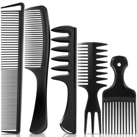 SALON SILK front view of five combs, organized and ready for grooming benefit