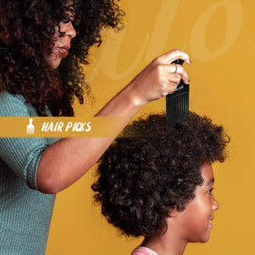 SALON SILK hair pick lifting curls to create root volume and reduce frizz