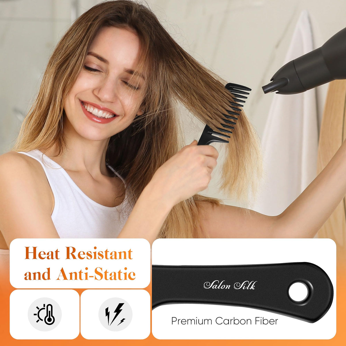 SALON SILK rat-tail fine-tooth comb tail for precise parting and cutting