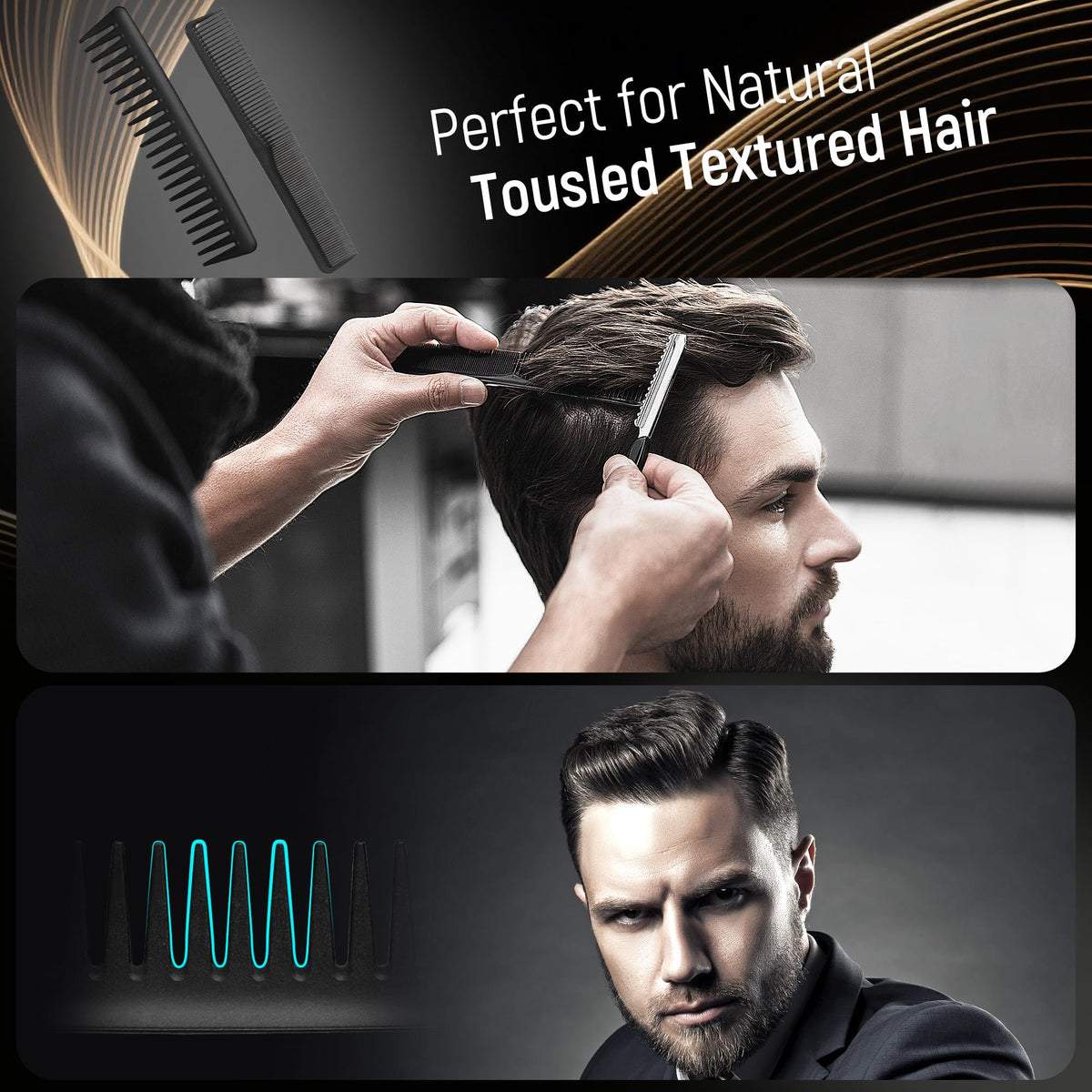 SALON SILK styling comb teeth close view for precision parting and even product application