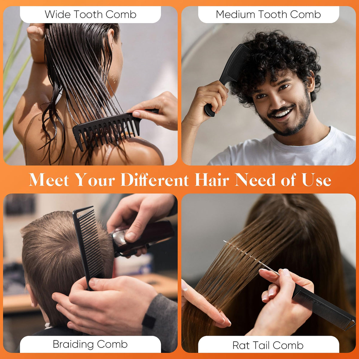 SALON SILK wide-tooth comb teeth close-up for gentle detangling
