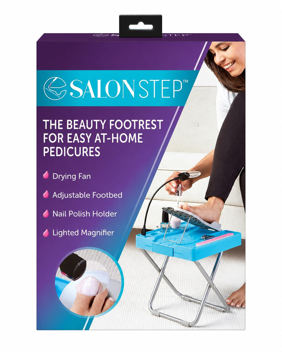 Salon Step front view showing platform and non-slip legs for stable pedicures