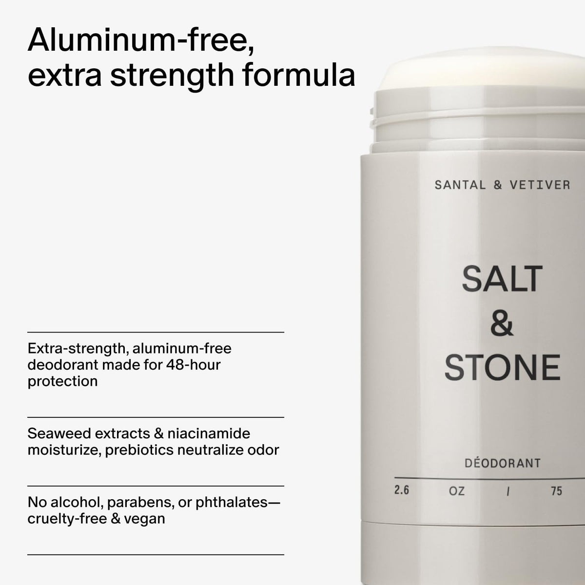 Salt & Stone applying deodorant underarm to demonstrate easy non-sticky use
