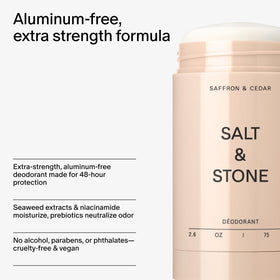 Salt & Stone in-use on underarm demonstrating easy application and long-lasting confidence