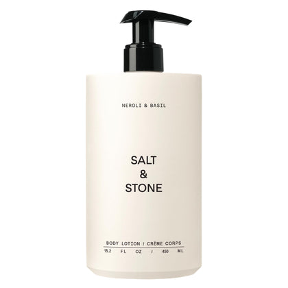 Salt & Stone front bottle view showing scent and hydration benefits