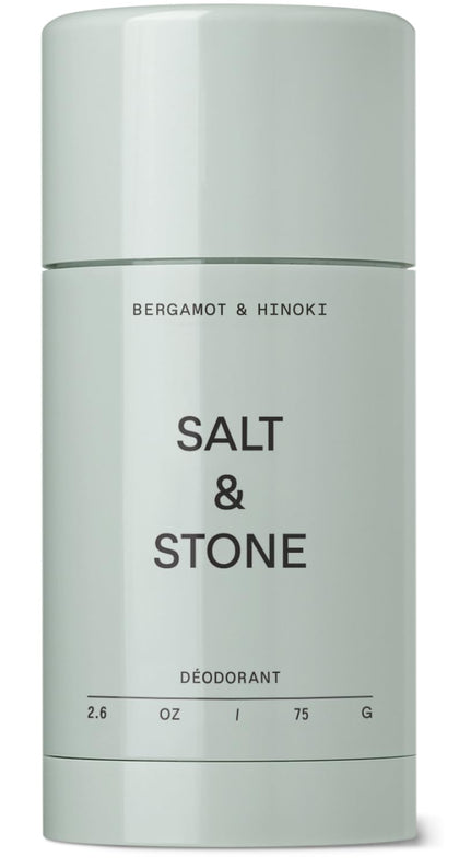 Salt & Stone front packaging showing bergamot and hinoki freshness benefit