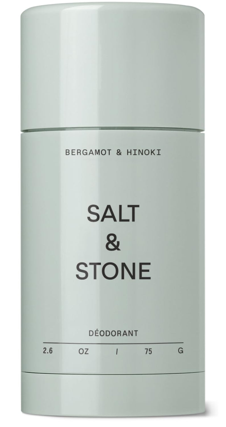 Salt & Stone front packaging showing bergamot and hinoki freshness benefit