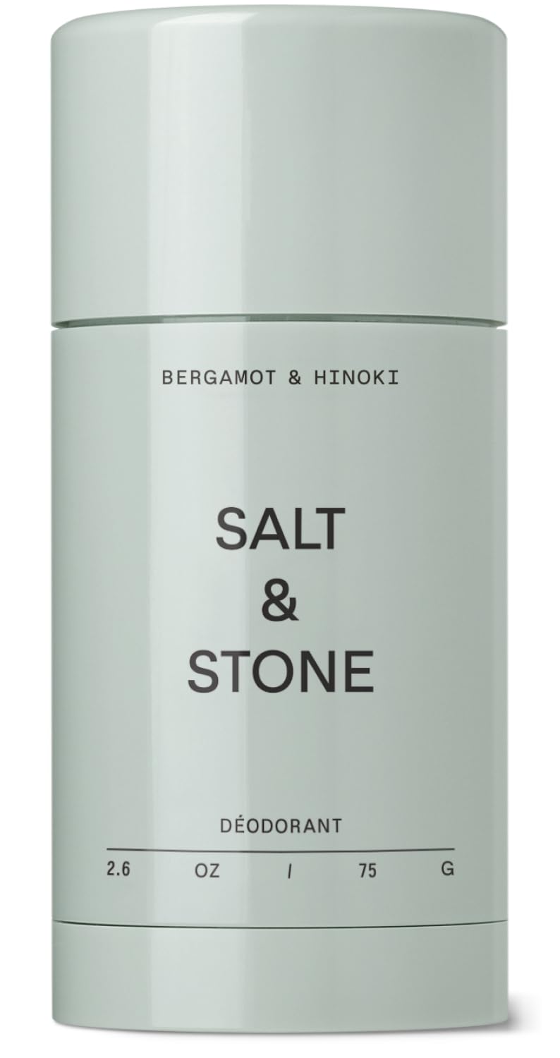 Salt & Stone front packaging showing bergamot and hinoki freshness benefit