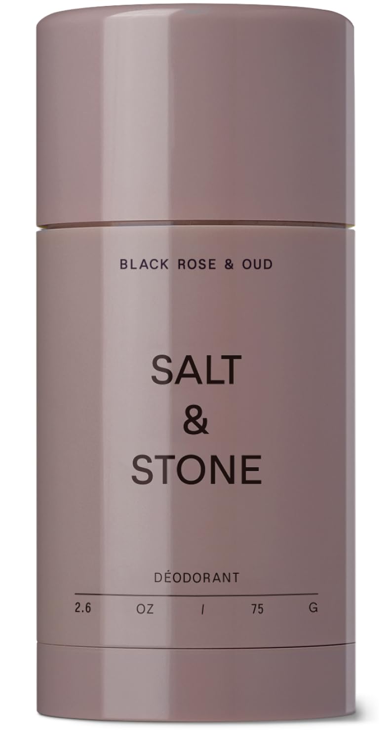 Salt & Stone front packaging showing Black Rose & Oud scent and benefit