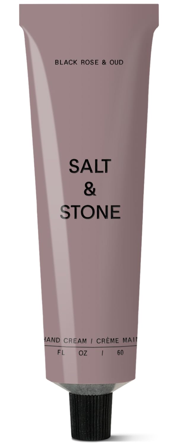 Salt & Stone front tube showing Black Rose & Oud scent and travel size benefit