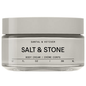 Salt & Stone front tube showing Santal & Vetiver scent and benefits