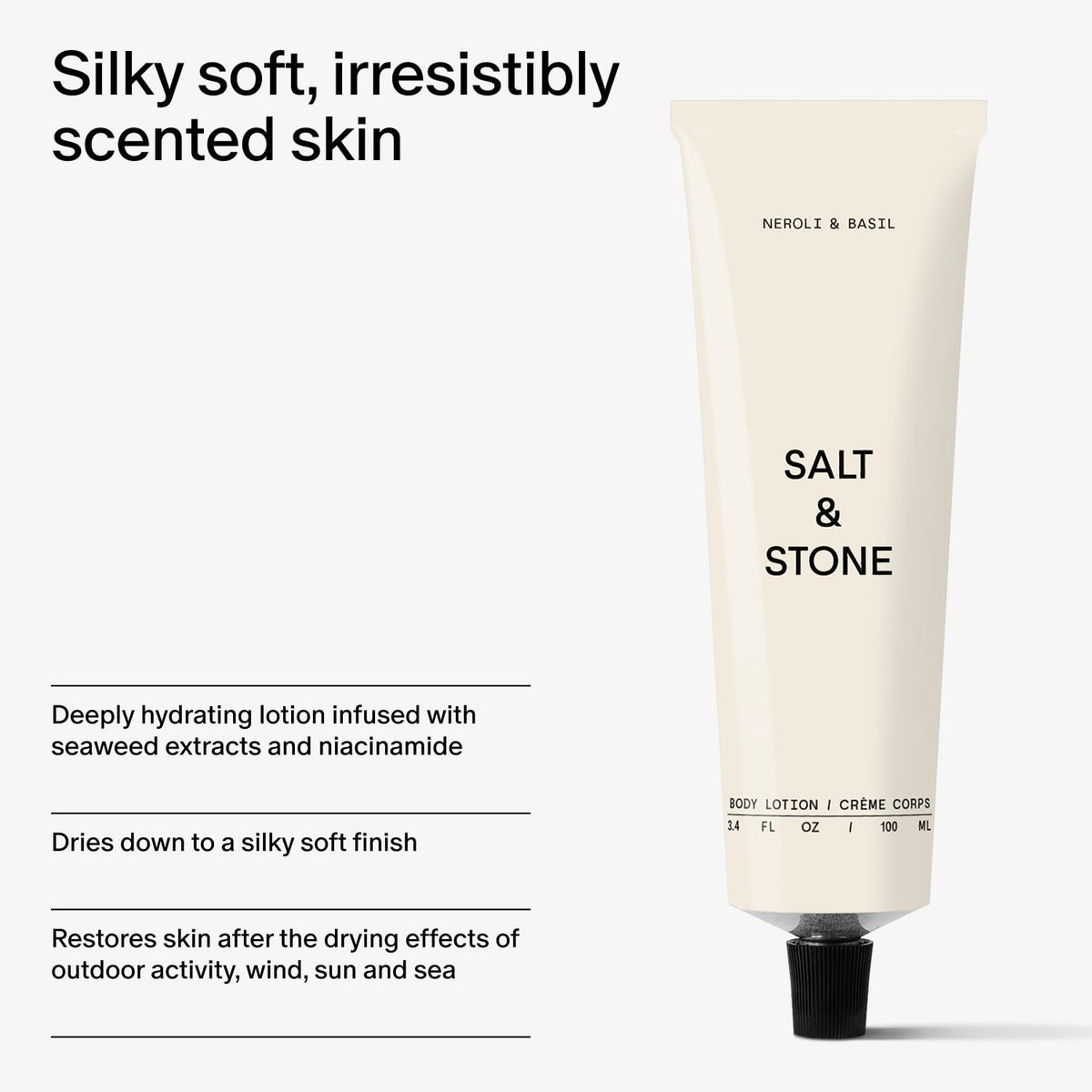 Salt & Stone ingredient label with seaweed niacinamide benefits