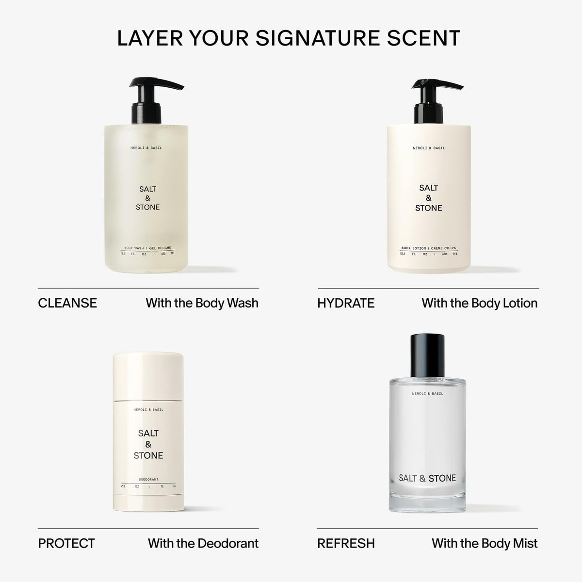 Salt & Stone label close-up highlighting vegan, cruelty-free ingredient callouts