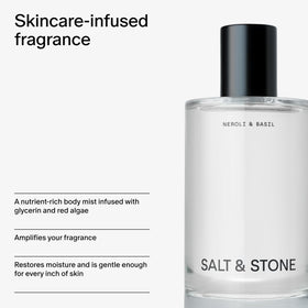 Salt & Stone misting mid-length hair to refresh strands benefit: adds scent without weighing