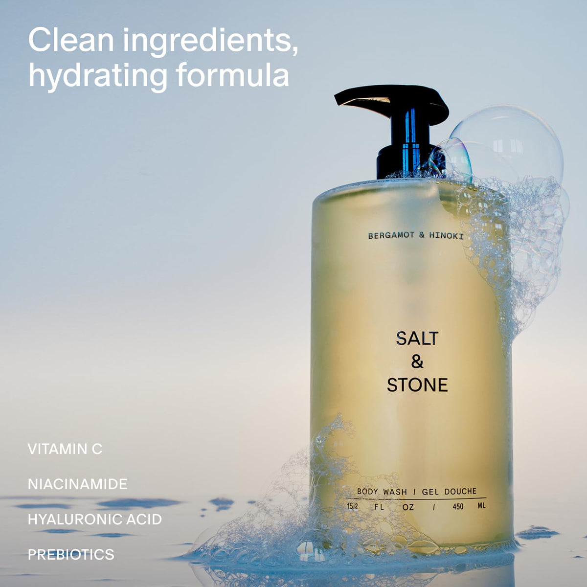 Salt & Stone being poured into dispenser for economical refill and less waste